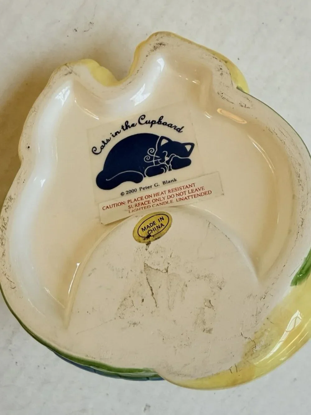 Cats‎ in the Cupboard Candle Holder 2000 Peter G Blank Yellow Vintage Decor Gift